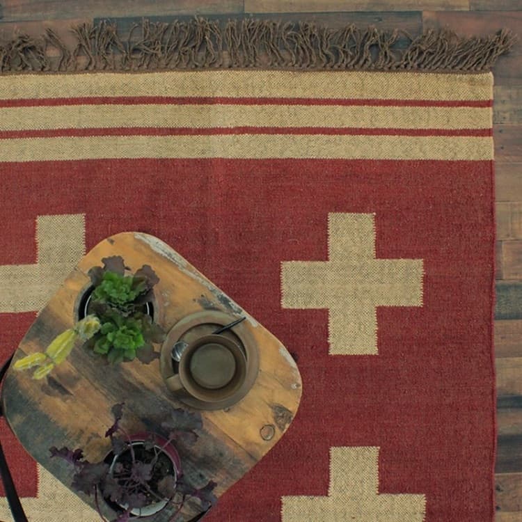 ウールジュートキリムラグ